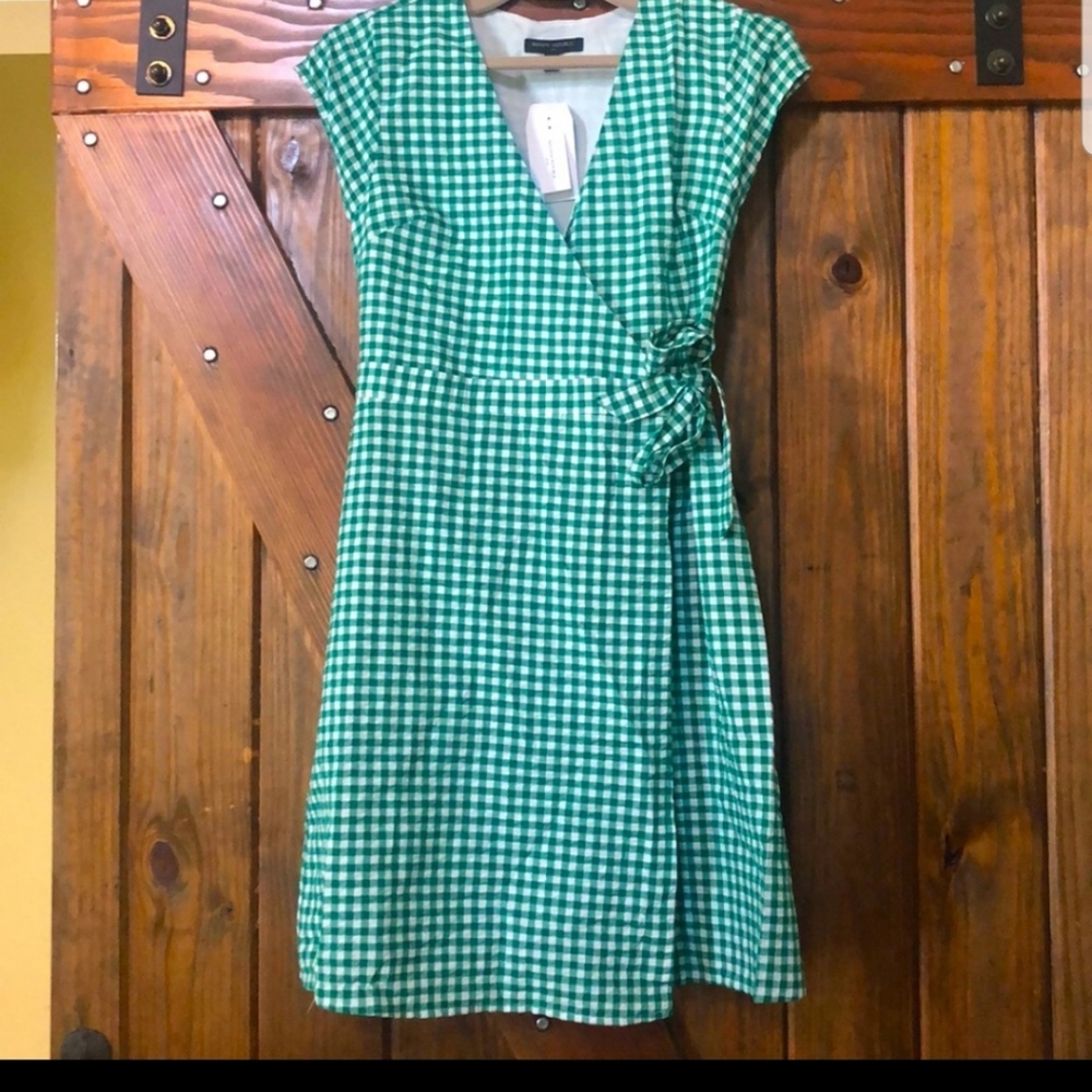 Banana Republic Green White Gingham Check Wrap ♥ - Picture 8 of 8